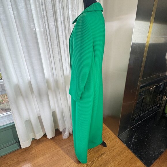 Vintage 60s fall coat, Kelly green ribbed textured, maxi length, size 6/8 (S/M) - Picture 10 of 16